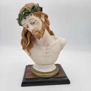 Vintage Valentino Italy Bust of Christ – Capodimimonte Religious Figurine